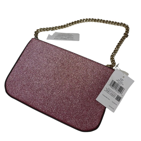 Kate Spade Glimmer Glitter Pochette Pink Handbag Purse - Picture 7 of 8